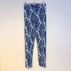 Ed Hardy Elastic Stretch Active Leggings Blue Scales Feathers Womens Size XS NWT